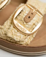 Leather Sandals Women Despoina Vanilla Rafia - Image 4