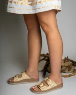 Leather Sandals Women Despoina Vanilla Rafia - Image 5